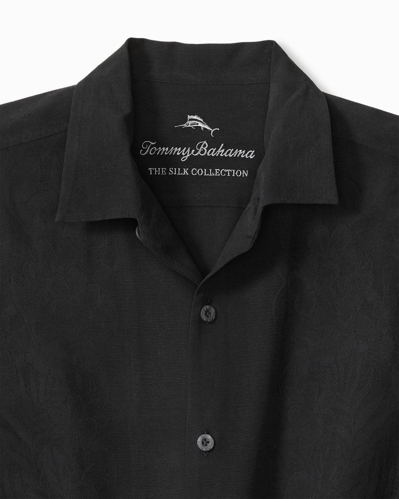 Kona Luxe Border Silk Camp Shirt - Black