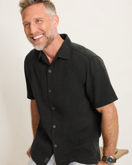 Kona Luxe Border Silk Camp Shirt - Black