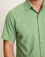 Kona Luxe Border Silk Camp Shirt - Natural Mint