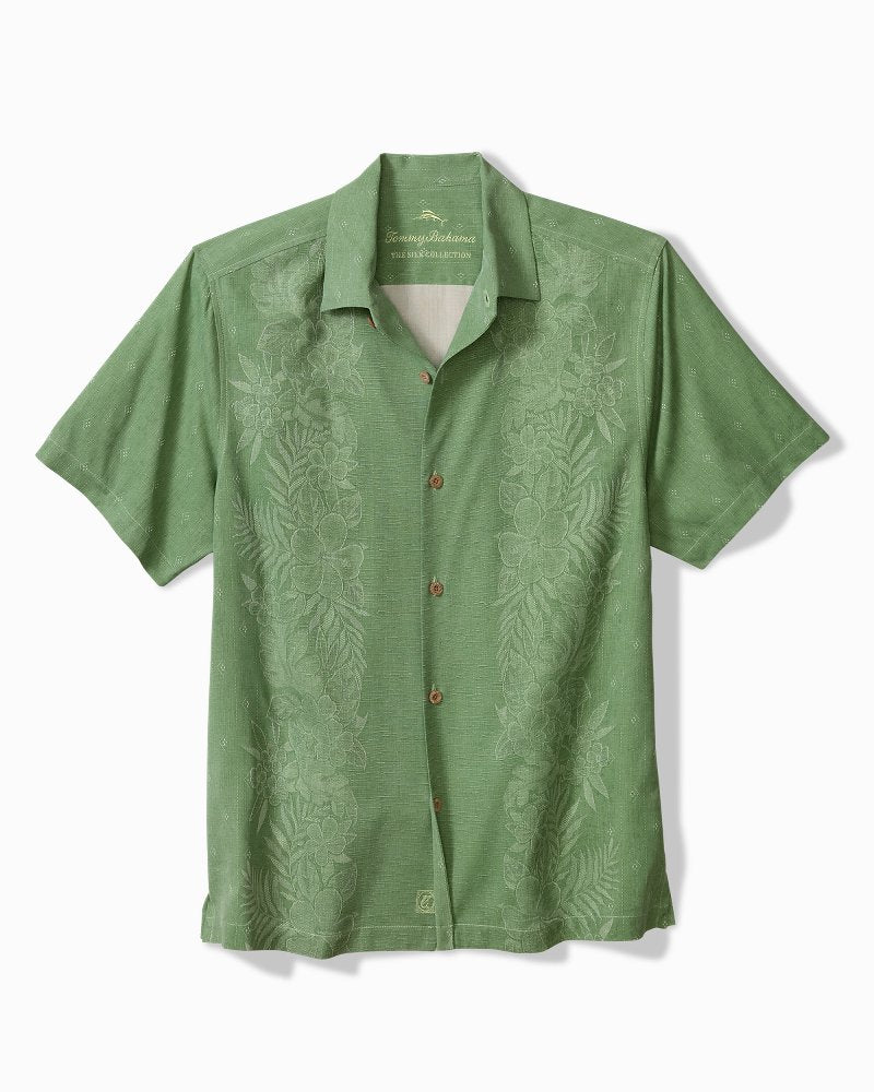 Kona Luxe Border Silk Camp Shirt - Natural Mint