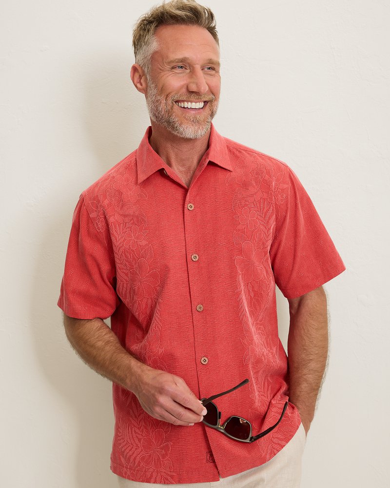 Kona Luxe Border Silk Camp Shirt - Baked Apple