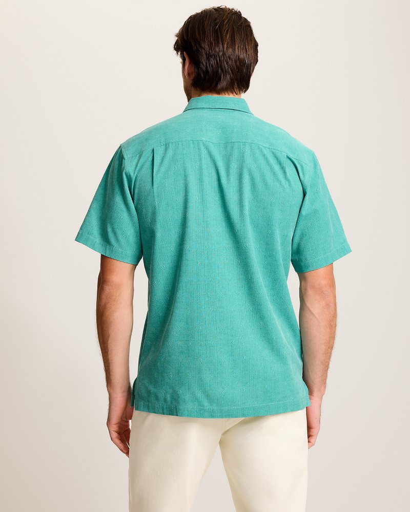 Kona Luxe Border Silk Camp Shirt - Bristol Blue