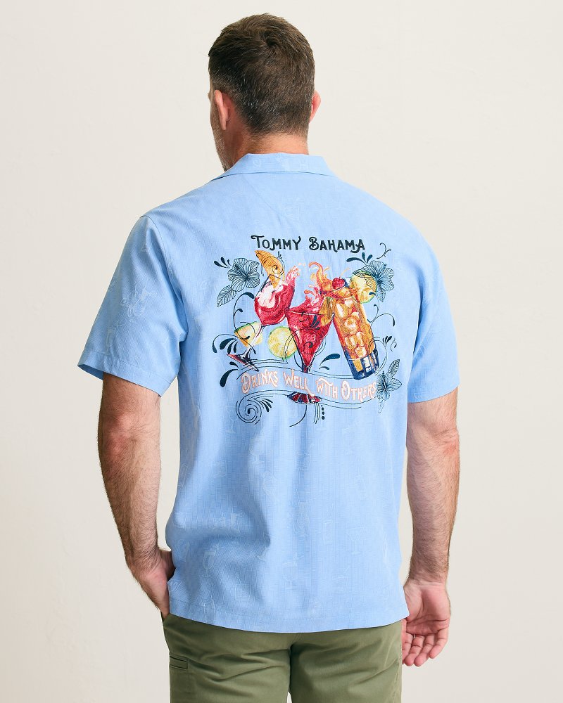 Drinks Well With Others Silk Camp Shirt - Canyon Sky