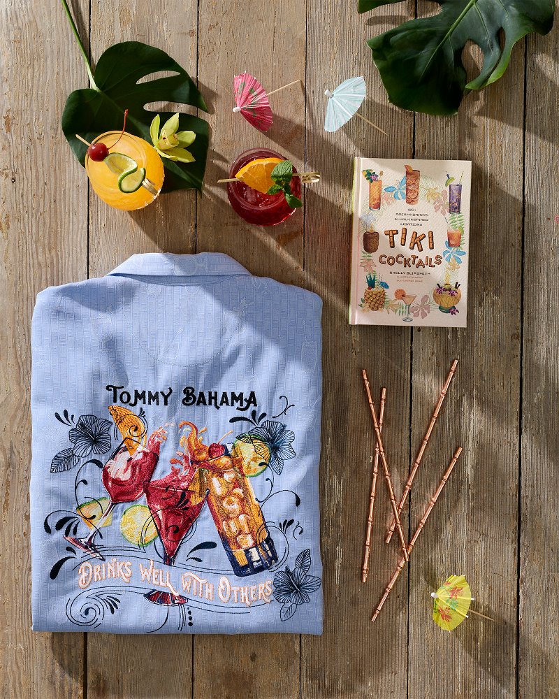 Drinks Well With Others Silk Camp Shirt - Canyon Sky