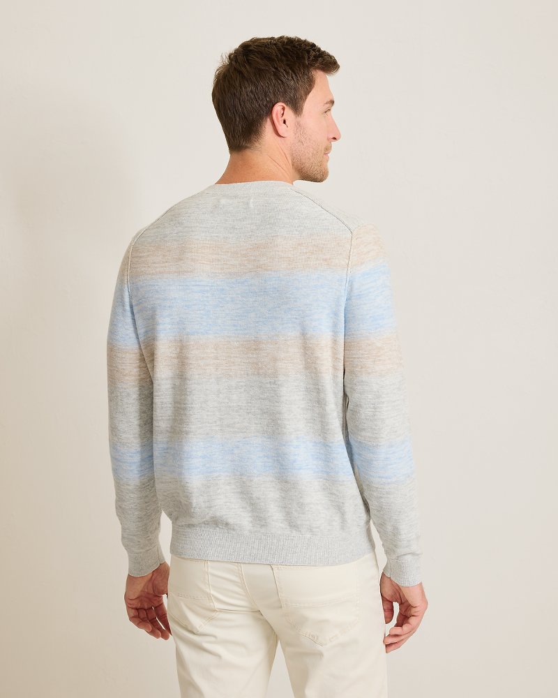 Sorrento Sunset Linen-Blend Crew Sweater - Grey Heather