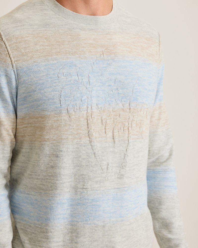 Sorrento Sunset Linen-Blend Crew Sweater - Grey Heather