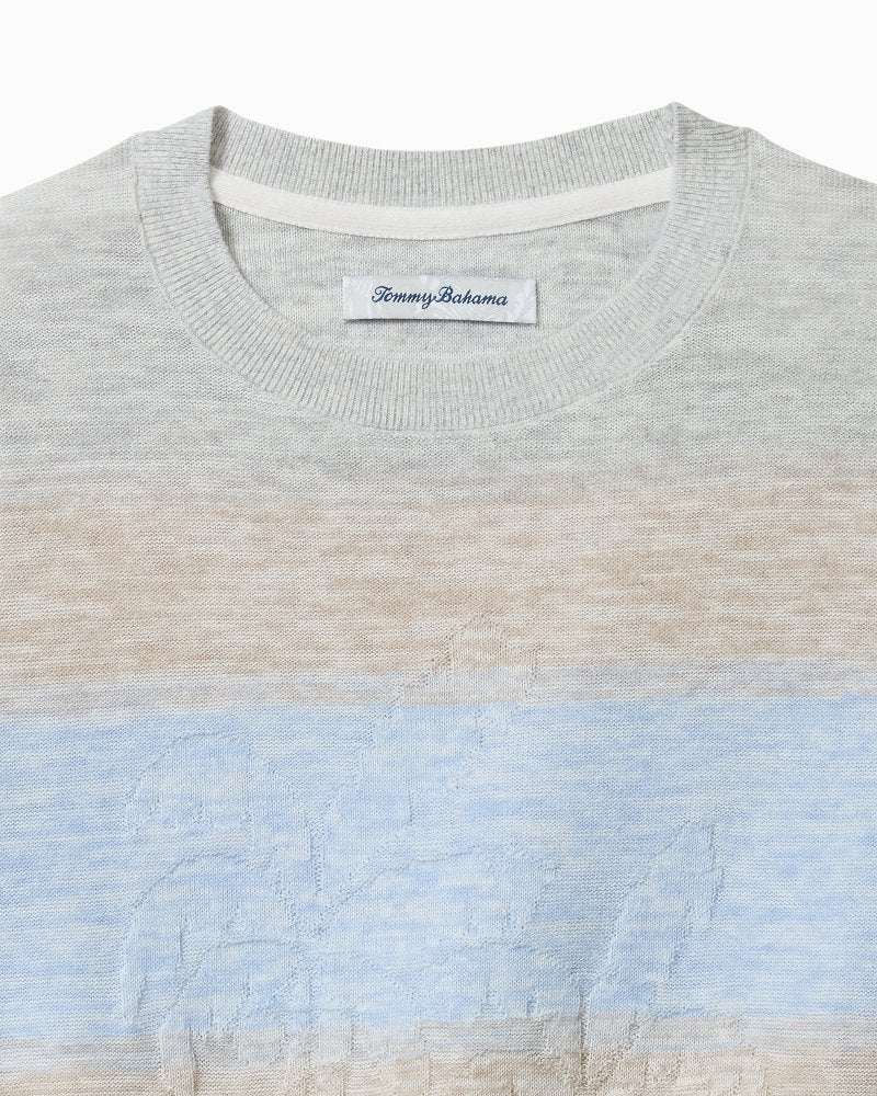 Sorrento Sunset Linen-Blend Crew Sweater - Grey Heather