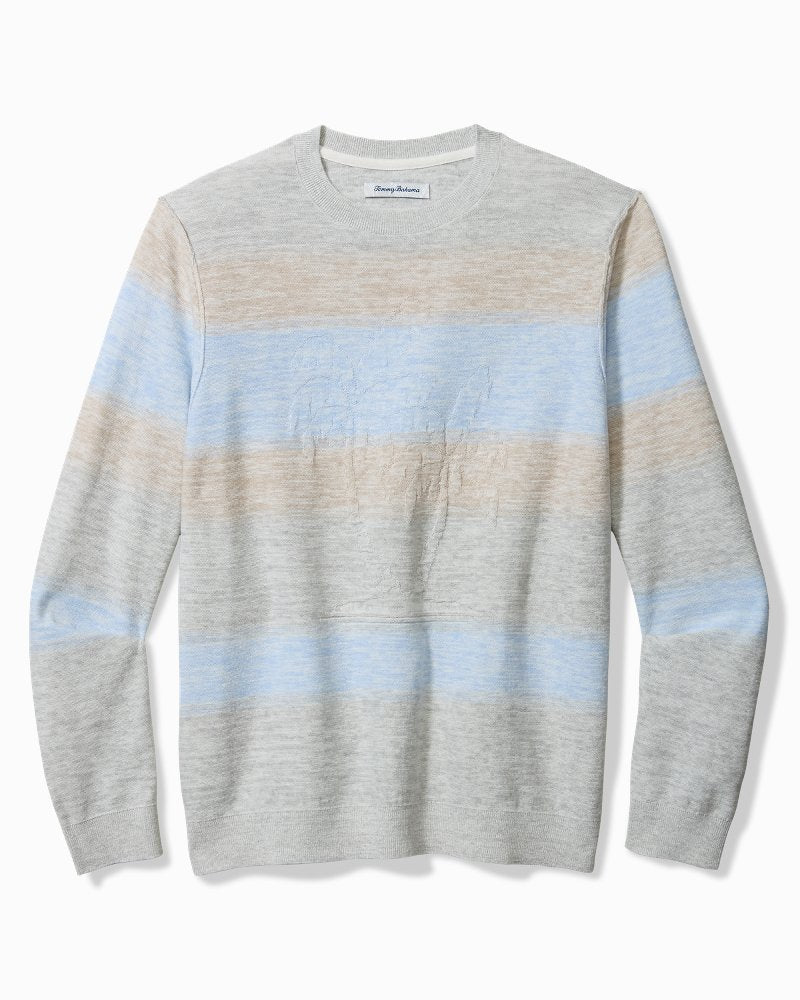 Sorrento Sunset Linen-Blend Crew Sweater - Grey Heather
