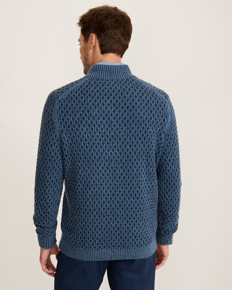 Cross Cable Button-Neck Sweater - Coastline