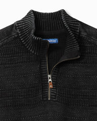 Saltwater Tides Textured Half-Zip Sweater - Black