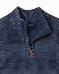 Saltwater Tides Textured Half-Zip Sweater - Carbon Navy