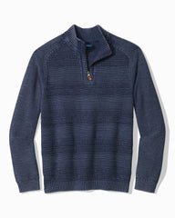 Saltwater Tides Textured Half-Zip Sweater - Carbon Navy