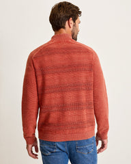 Saltwater Tides Textured Half-Zip Sweater - Dark Lobster