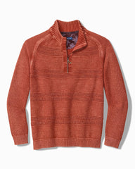 Saltwater Tides Textured Half-Zip Sweater - Dark Lobster