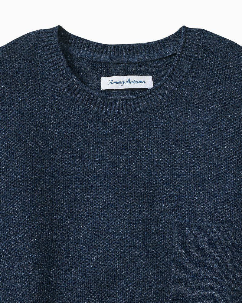 Salthill Pocket Cotton-Blend Crew Sweater - Insignia Blue Heather