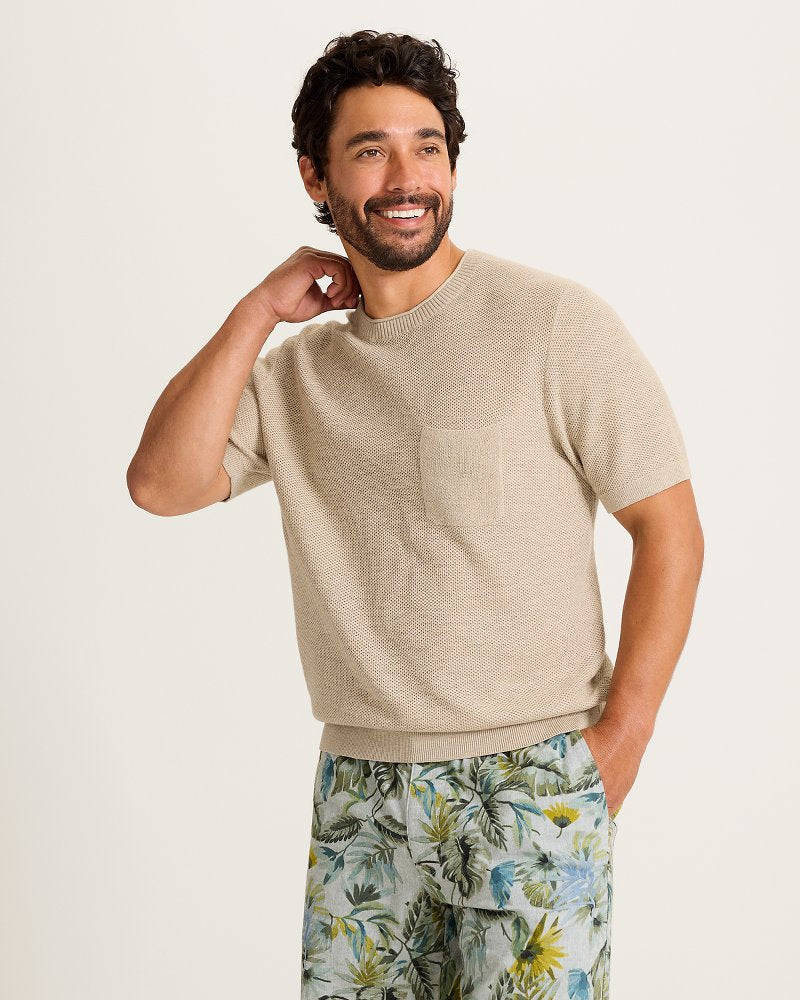 Salthill Pocket Cotton-Blend Crew Sweater - Oatmeal Heather