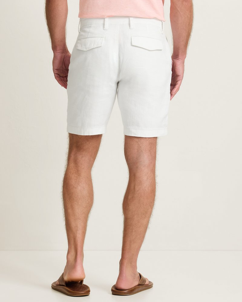 Beach Coast Stretch-Linen 9-Inch Shorts - White