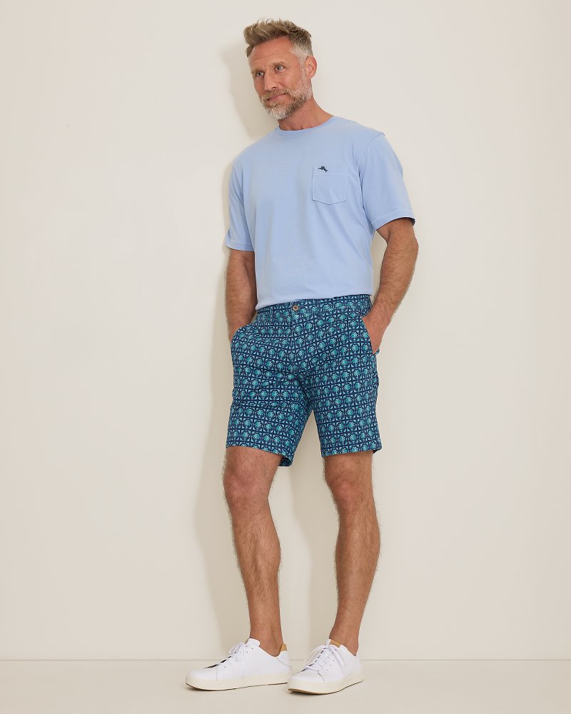 Boracay Palm Press 9-Inch Shorts - Cobalt Sea