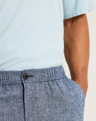 Riviera Shore Stretch-Linen E-Waist 9-Inch Shorts - Ocean Deep
