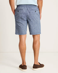 Riviera Shore Stretch-Linen E-Waist 9-Inch Shorts - Ocean Deep