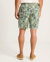 Riviera Shore Leaf Jungle Stretch-Linen E-Waist 8-Inch Shorts - Dusty Sage