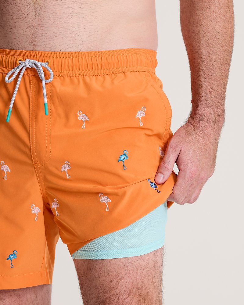 Naples Flamingle 6-Inch Swim Trunks - Jaffa Orange