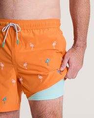 Naples Flamingle 6-Inch Swim Trunks - Jaffa Orange