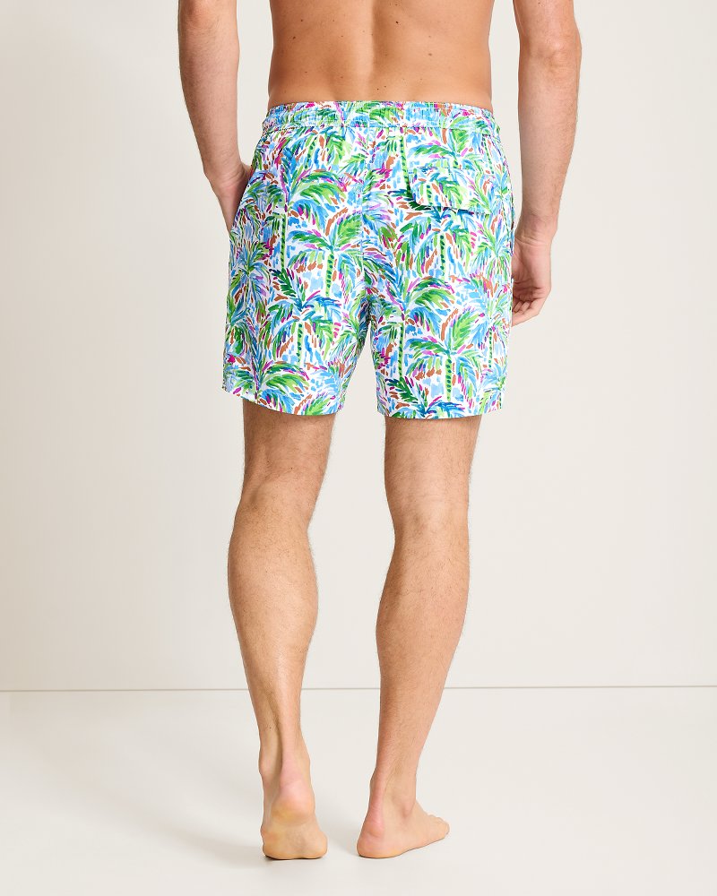 Naples Poolside Palms 6-Inch Swim Trunks - White