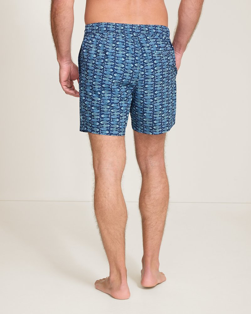 Amalfi Shores Sardina Soiree 6-Inch Swim Trunks - Bering Blue