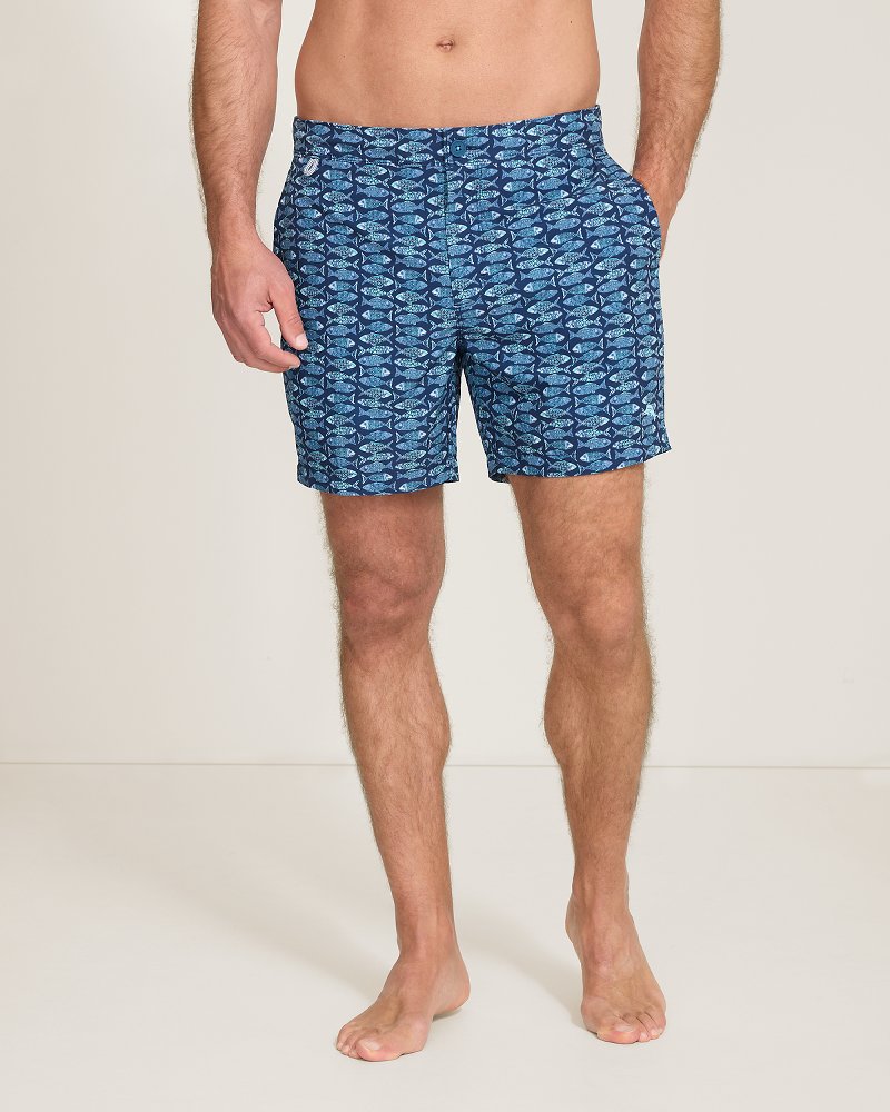 Amalfi Shores Sardina Soiree 6-Inch Swim Trunks - Bering Blue