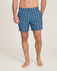 Amalfi Shores Sardina Soiree 6-Inch Swim Trunks - Bering Blue