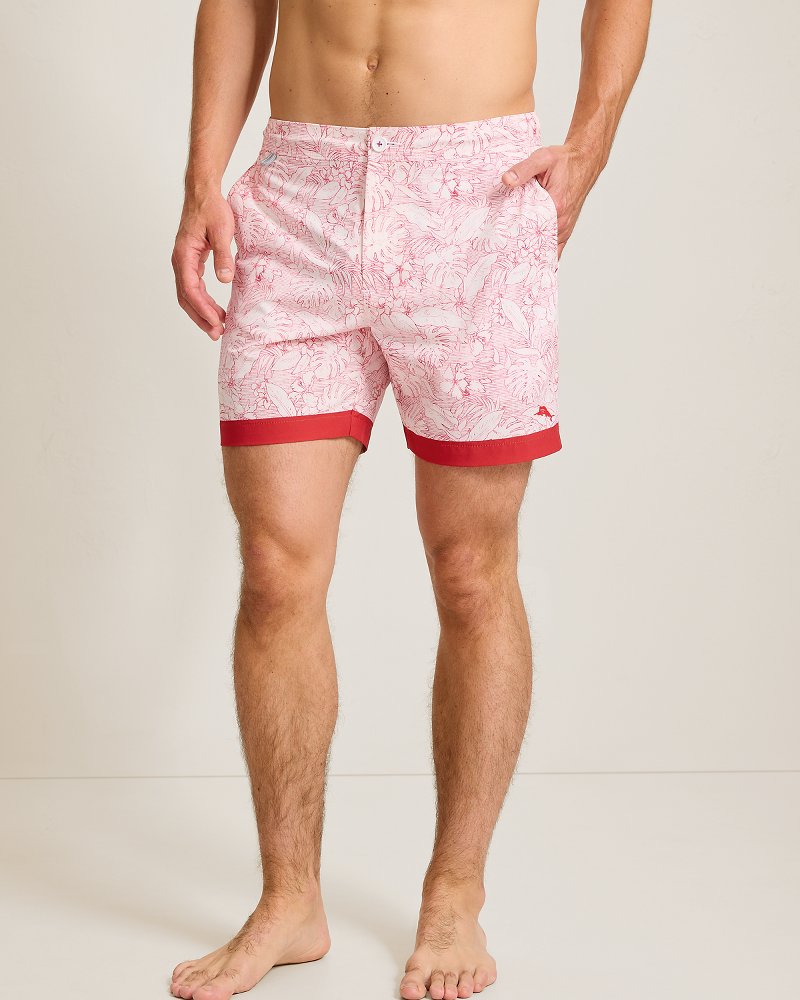 Amalfi Shores Frond Horizons 6-Inch Swim Trunks - Baked Apple