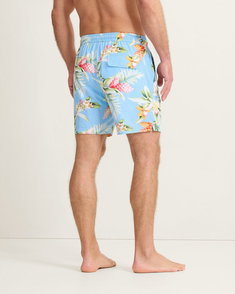Naples Ginger Blooms 6-Inch Swim Trunks - Seabank Sky