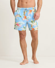 Naples Ginger Blooms 6-Inch Swim Trunks - Seabank Sky