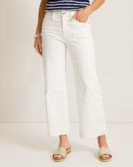 Ella Twill High-Rise Cropped Wide-Leg Jeans - Sugar Wash