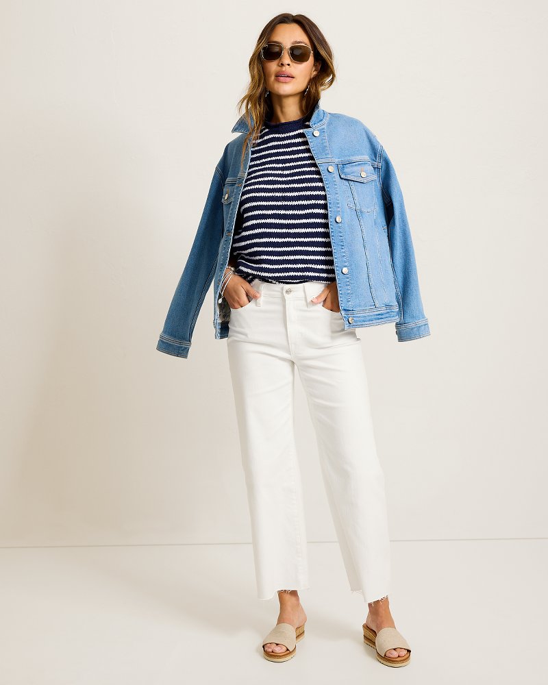 Ella Twill High-Rise Cropped Wide-Leg Jeans - Sugar Wash