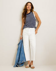 Ella Twill High-Rise Cropped Wide-Leg Jeans - Sugar Wash