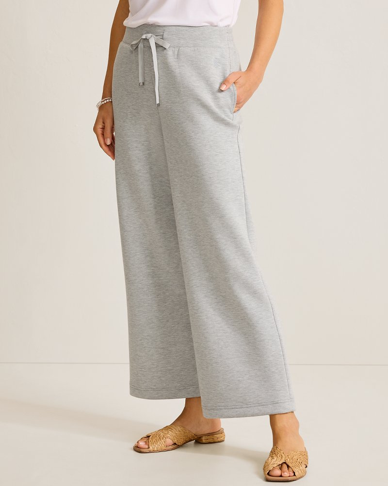 Palm Voyage Wide-Leg Pants - Pearl Grey Hthr