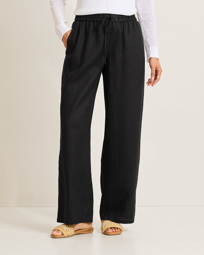 Two Palms High-Rise Linen Easy Pants - Black