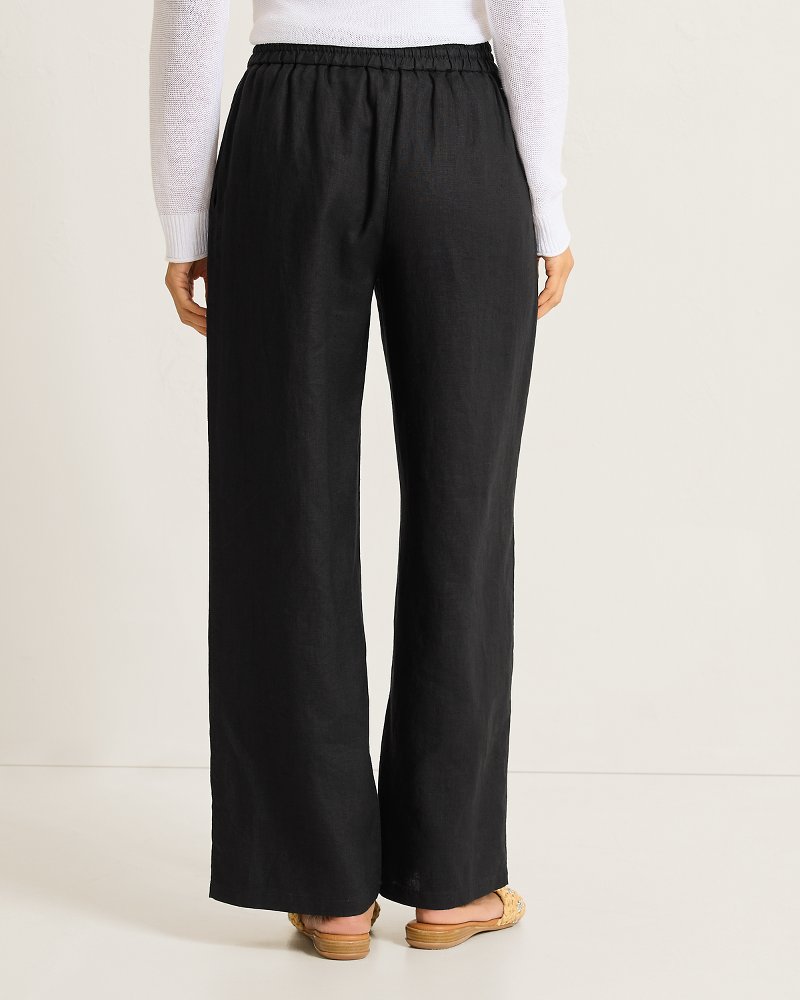 Two Palms High-Rise Linen Easy Pants - Black