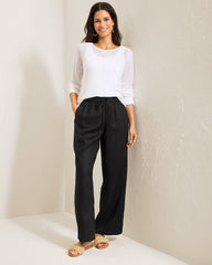 Two Palms High-Rise Linen Easy Pants - Black