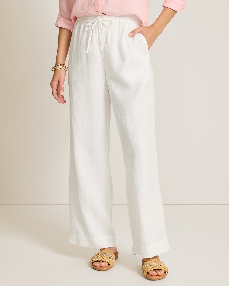 Two Palms High-Rise Linen Easy Pants - White