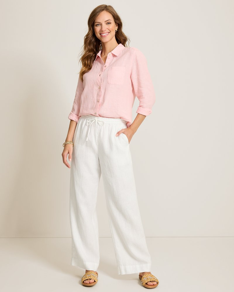 Two Palms High-Rise Linen Easy Pants - White