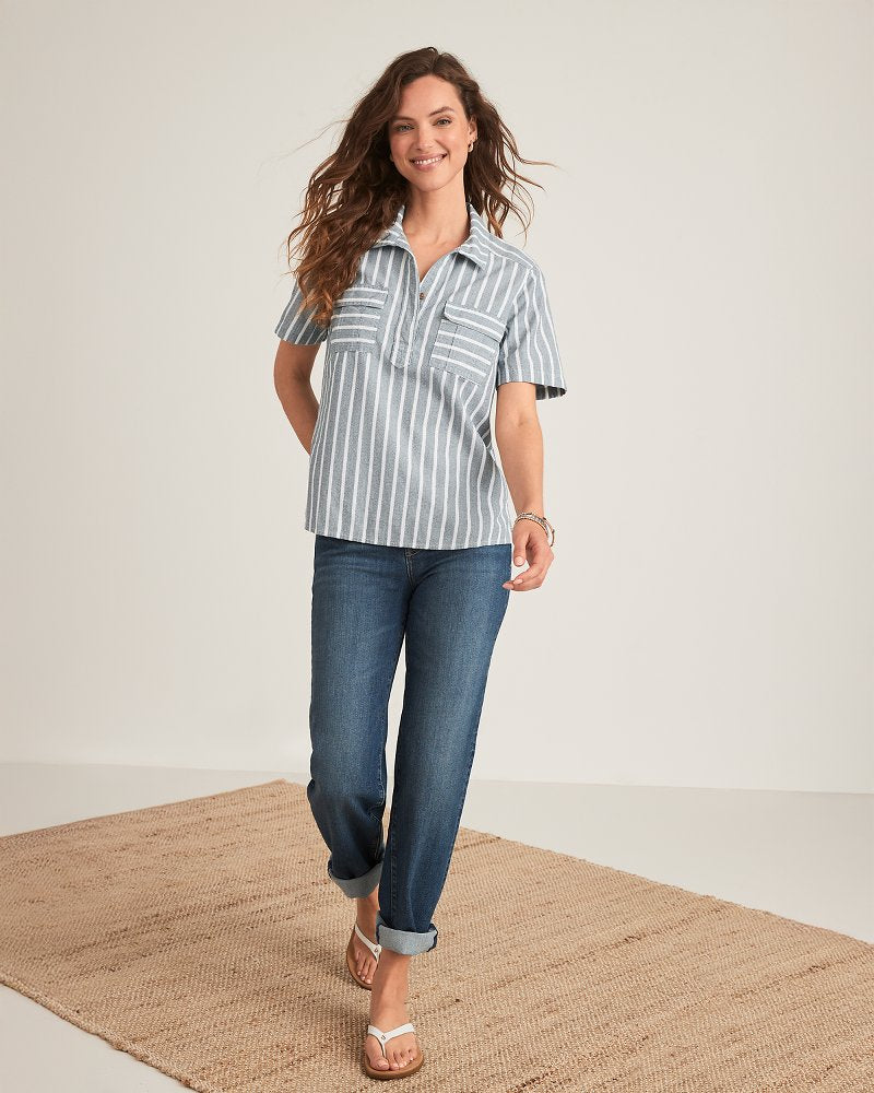 Mid-Rise Slim Boyfriend Jeans - Tidal Wash