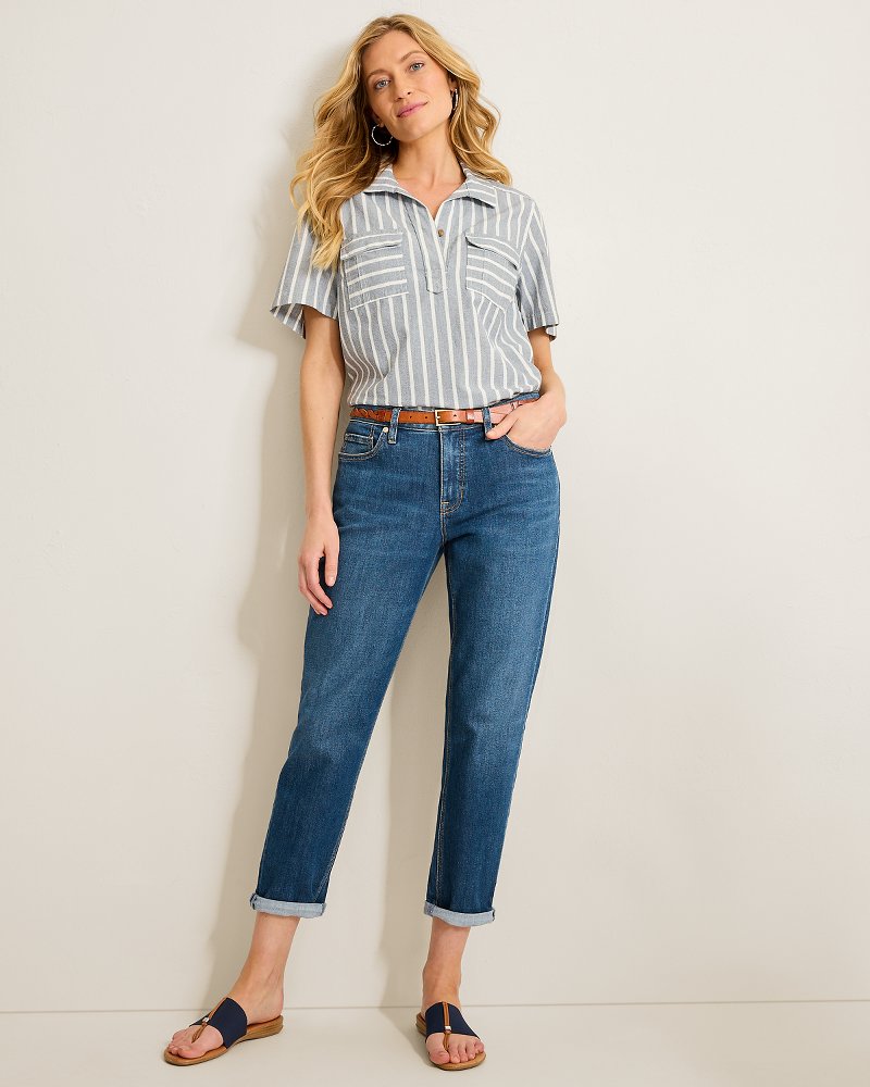 Mid-Rise Slim Boyfriend Jeans - Tidal Wash
