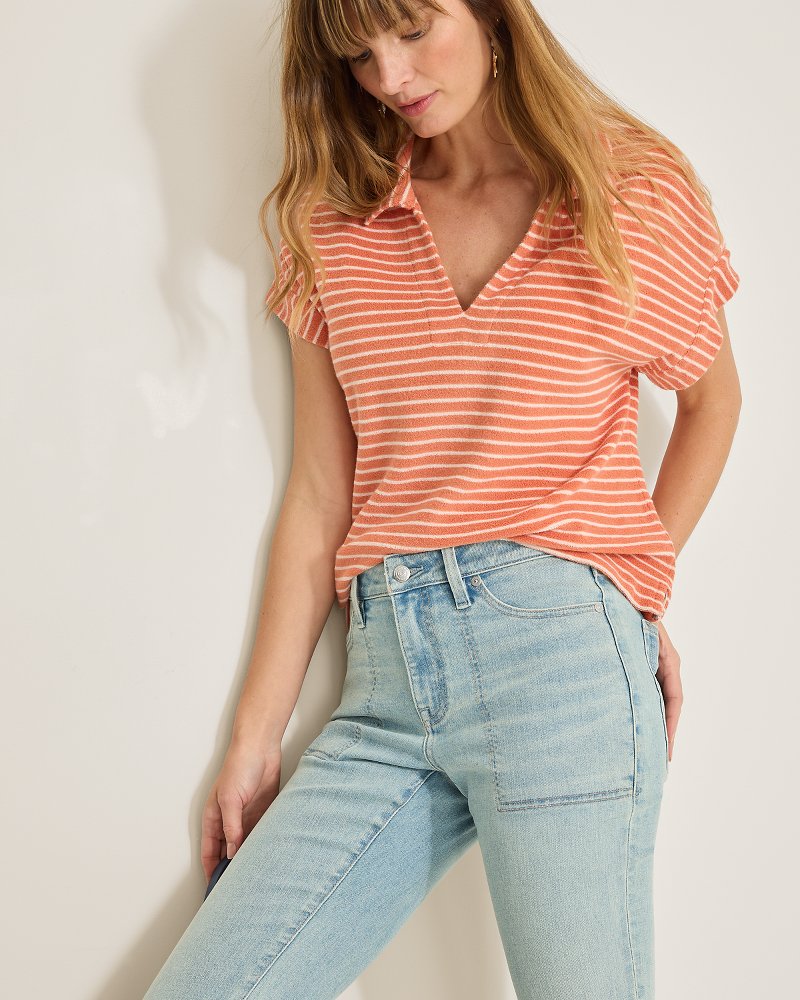 Mid-Rise Patch Pocket Flare Jeans - Pearl Beach Wash