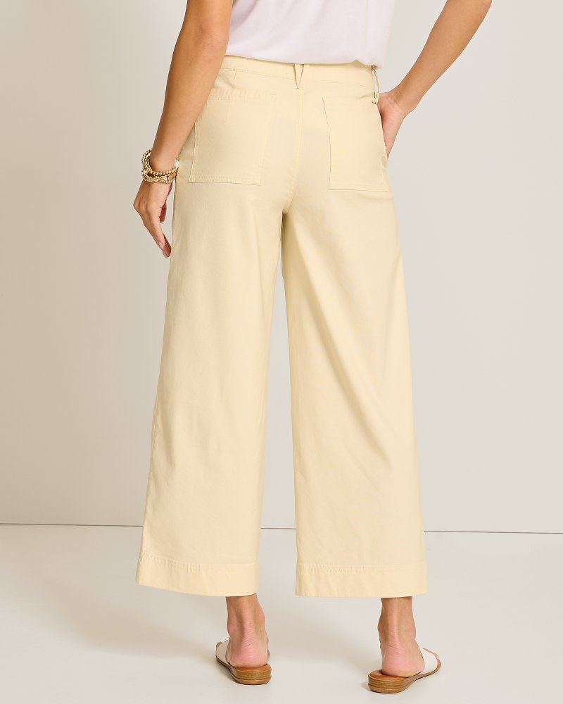 Seaside Breeze Cropped Stretch-Linen Pants - Ivory Cream