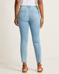 High-Rise Skinny Ankle Raw-Hem Jeans - Castaway Wash