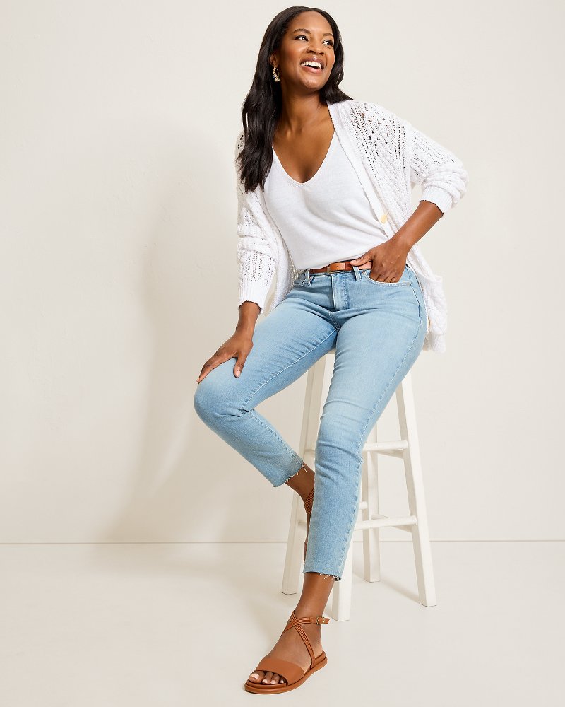 High-Rise Skinny Ankle Raw-Hem Jeans - Castaway Wash