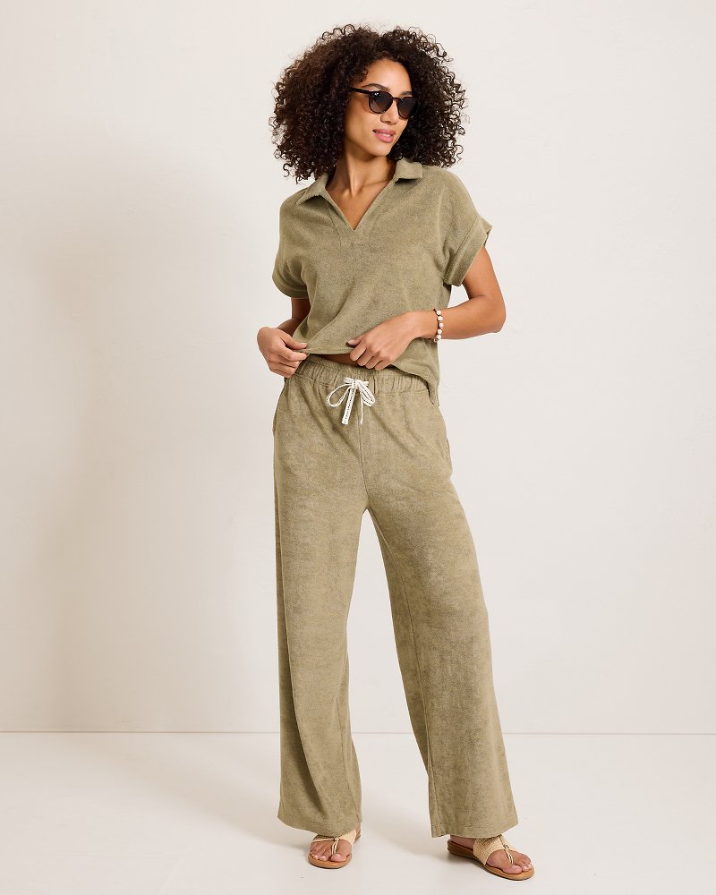 Suncoast Loop Terry Wide-Leg Pants - Sea Clay
